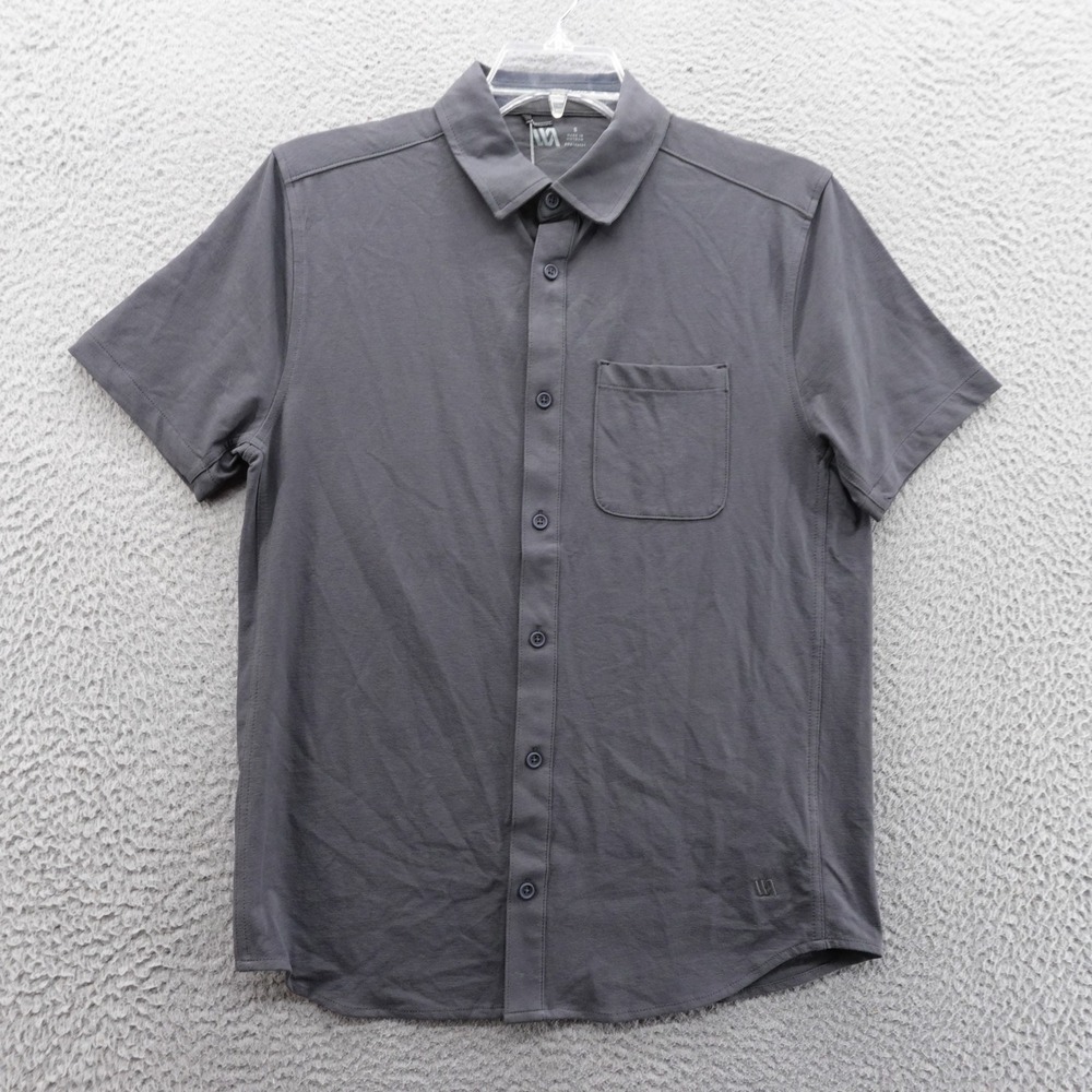 VRST Refined Knit Button Down Shirt Size Small Gray Men Moisture Wicking Casual